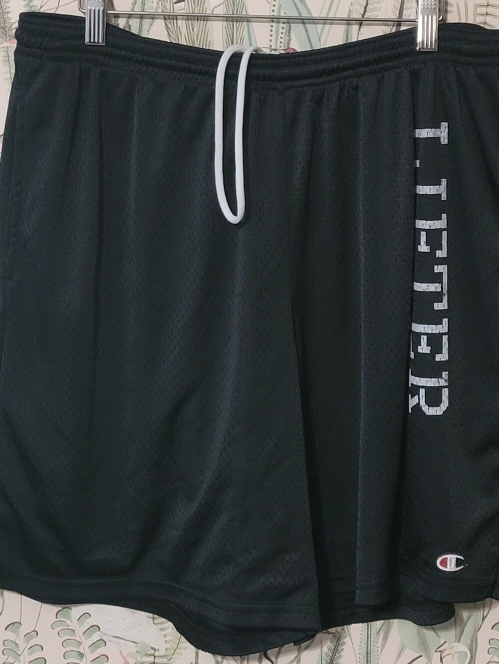 Champion "LIFTER" Black Athletic Mesh Gym Shorts with White Drawstring
